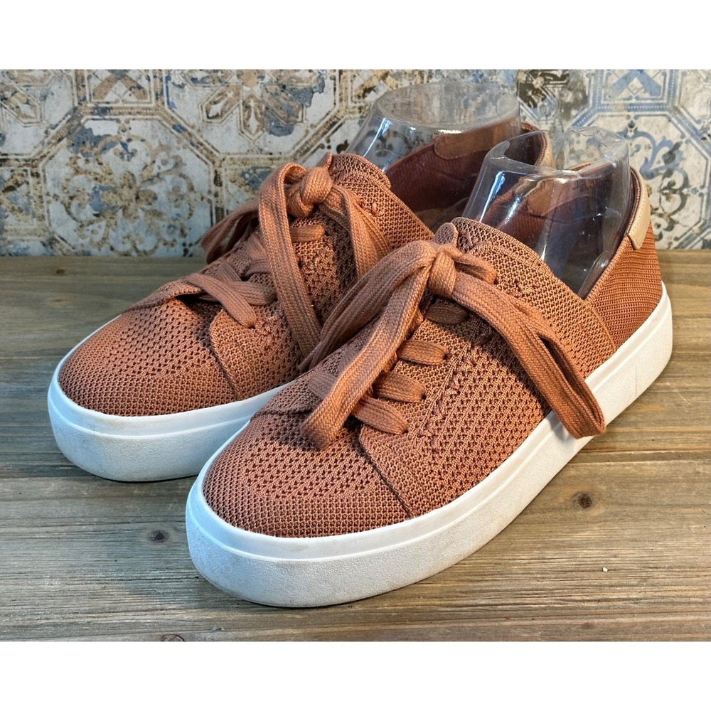 Lucky Brand Tenuda Knit Platform Sneakers Shoes Womens 8 M Peach Pink Sporty